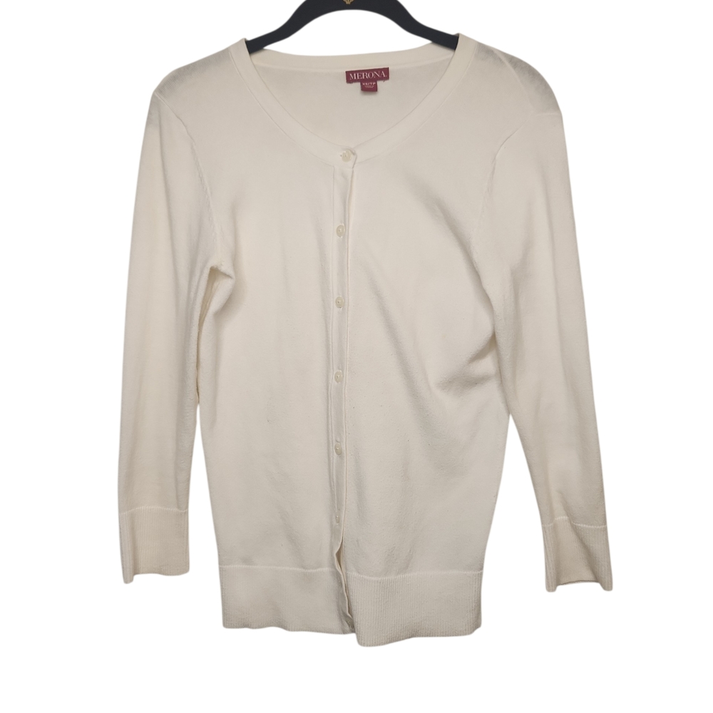 Merona Women's White/Cream V-Neck Button Cardigan Size XS